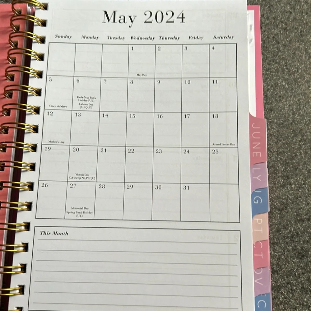 New. 2024, 12 month monthly and weekly planner. Floral pattern